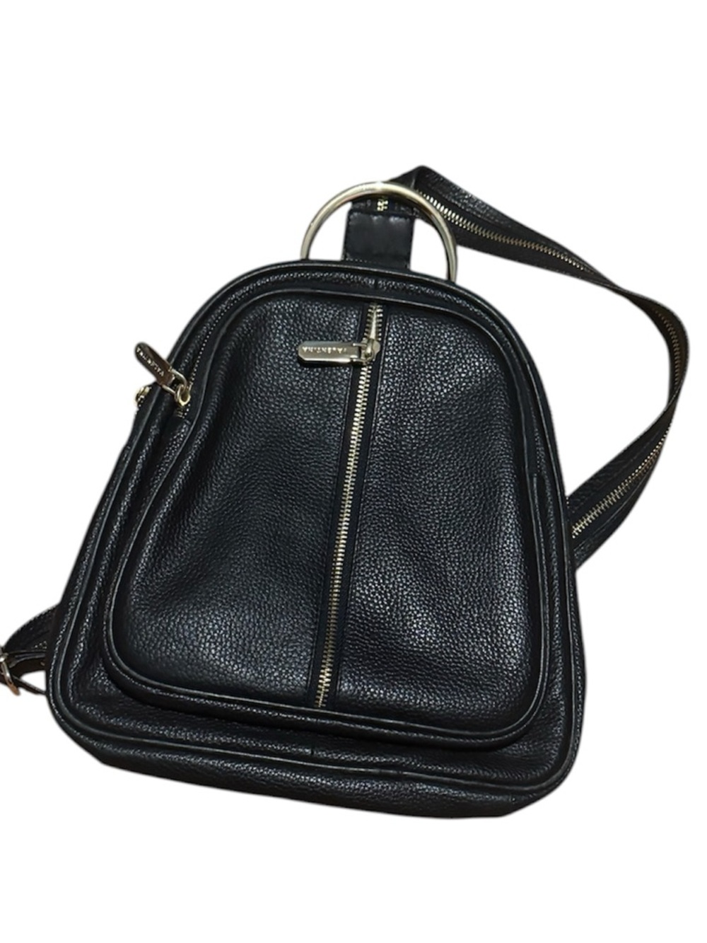 Valentina Black Italian Leather Mini Backpack with Gold Hardware